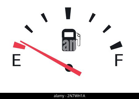 a gasoline fuel gauge in car at minimum empty tank Stock Vector