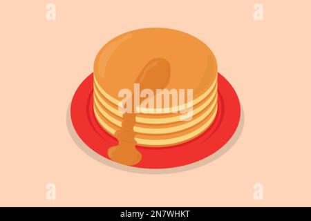a fried pancakes on a plate sprinkled with syrup Stock Vector