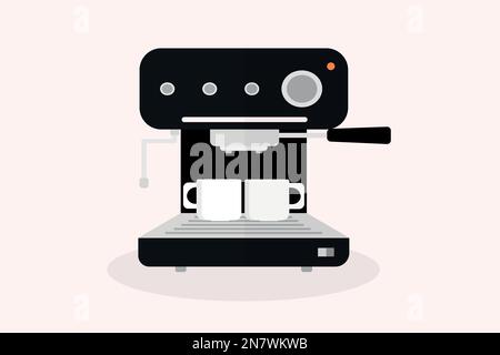 a carob coffee maker for two cups for delicious coffee kitchen appliances Stock Vector