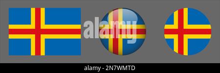 Aland Flag set collection Vector Stock Vector
