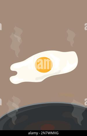 fried eggs in a breakfast pan with yolk Stock Vector