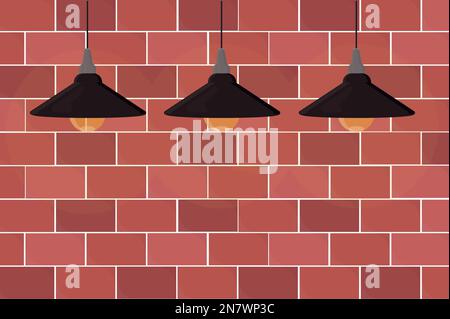 a loft style lamp with brick wall isolated interior element vector Stock Vector
