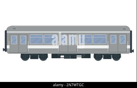 a gray passenger car train vector illustration on a white background Stock Vector