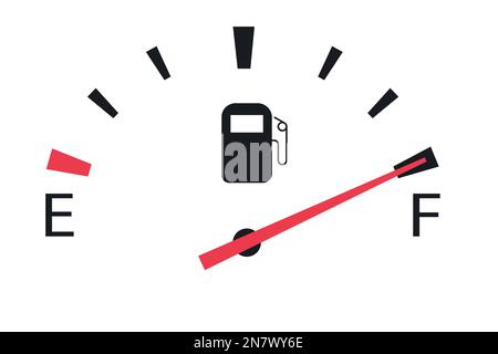 a gasoline fuel gauge in the car at maximum full tank Stock Vector