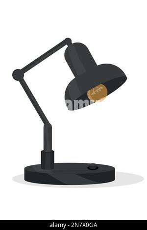 black table lamp for office or study on white background with lamp interior Stock Vector