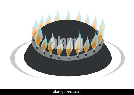 a fire burns from gas stove burner vector illustration Stock Vector