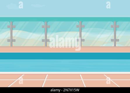 a blue water pool for swimming and relaxation on the beach in summer Stock Vector