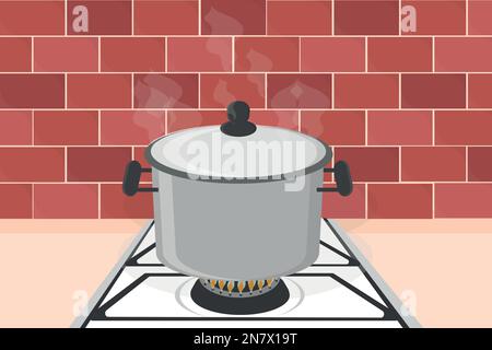 Boiling Water Pan Red Cooking Pot Stove Water Steam Stock Photos - Free &  Royalty-Free Stock Photos from Dreamstime