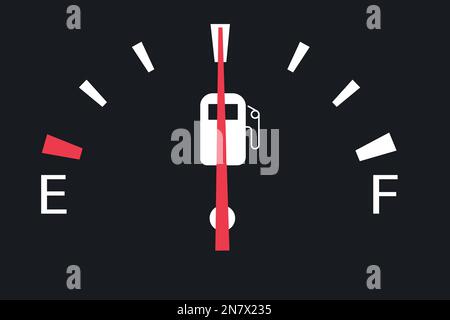 a gasoline fuel gauge in a car at an average value Stock Vector