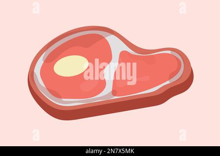 a big piece of beef steak grilled fresh vector illustration Stock Vector