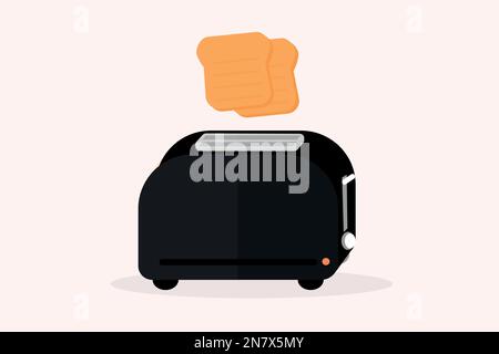 a beautiful toaster with tosts kitchen appliances for cooking Stock Vector