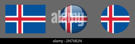 Iceland Flag set collection Vector Stock Vector
