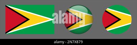 Guyana Flag set collection Vector Stock Vector