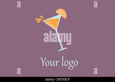 a vector logo company alcohol glass martini cocktail Stock Vector