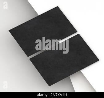 blank corporate stationery black business card paper Stock Photo