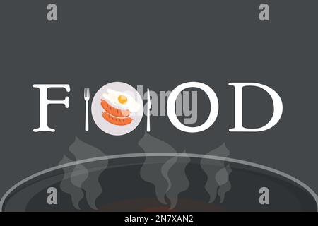 a food logo with fork and spoon background for fast food cuisine restaurant Stock Vector