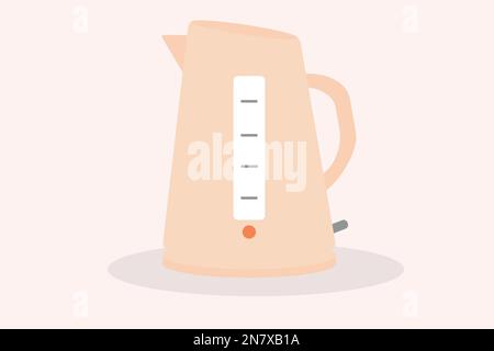 electric kettle pink color object on the background kitchen appliances Stock Vector