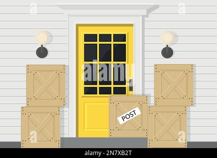 a parcel box at the door of the house post office delivery Stock Vector