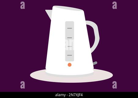 electric kettle white color object on the background kitchen appliances Stock Vector