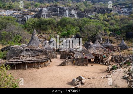 Traditionally built huts of the Laarim tribe, Boya hills, Eastern Equatoria, South Sudan Stock Photo