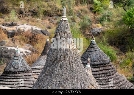 Traditionally built huts of the Laarim tribe, Boya hills, Eastern Equatoria, South Sudan Stock Photo