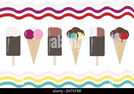 chocolate ice cream on a stick waffle maker Stock Vector