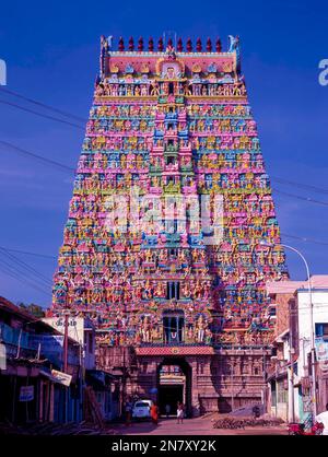 Sarangapani temple Rajagopuram in Kumbakonam, Tamil Nadu, India, Asia Stock Photo