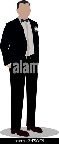 groom in suit with buttonhole Stock Vector