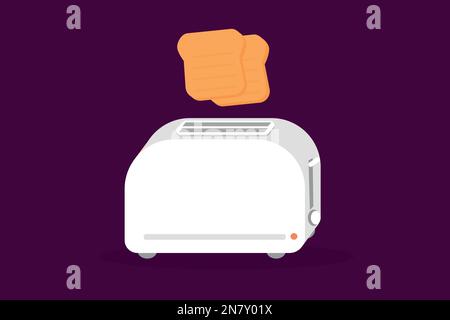 a beautiful toaster with tosts kitchen appliances for cooking Stock Vector