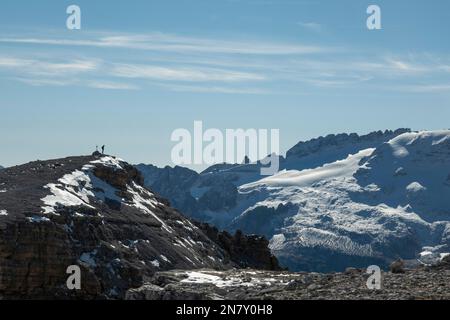 View from Sass Pordoi, 2925 m, on Marmolata, Marmolada, 3343 m, Sella Group, Dolomites, Italy Stock Photo