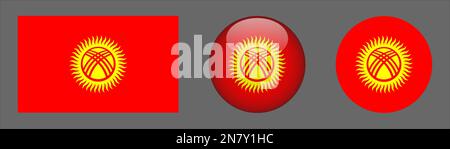 Kyrgyzstan Flag set collection Vector Stock Vector