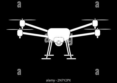 mail delivery drones quadcopters with camera on background Stock Vector