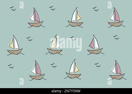 an yacht ship boat marine background texture vector illustration Stock Vector