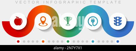 Internet infographic vector template with icon set, miscellaneous icons such as apple, pointer, cup, plug and traffic lights for webdesign and mobile Stock Vector
