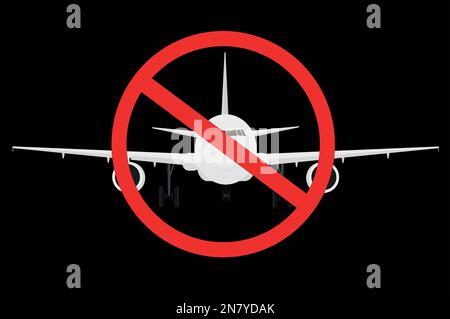 symbol sign no planes no flight zone in red circle Stock Vector