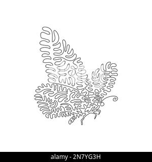 Single swirl continuous line drawing of adorable butterfly abstract art. Continuous line draw graphic design vector illustration style of friendly but Stock Vector