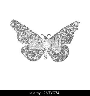 Continuous curve one line drawing of adorable butterfly abstract art. Single line editable stroke vector illustration of an appealing butterfly Stock Vector