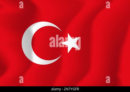 Turkey Waved Flag Illustration Vector Stock Vector