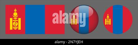 Mongolia Flag set collection Vector Stock Vector