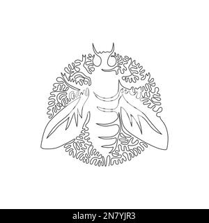 Single one curly line drawing of cute tiny bee abstract art. Continuous line draw graphic design vector illustration of exotic bee for icon, symbol, s Stock Vector
