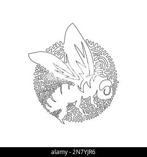 Continuous one curve line drawing of exotic bee abstract art in circle. Single line editable stroke vector illustration of marvelous bee for logo Stock Vector