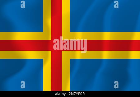 Aland Waved Flag Illustration Vector Stock Vector