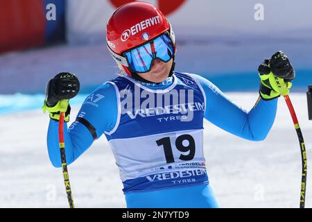 Italy's Laura Pirovano gets to the finish area after completing an ...