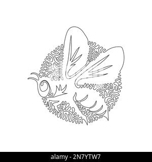 Continuous curve one line drawing of flying bee abstract art. Single line editable stroke vector illustration of fabulous bumblebees for logo Stock Vector