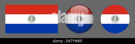 Paraguay Flag set collection Vector Stock Vector