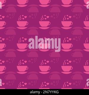 Pink Teacups Valentines Day Vector Repeat Pattern Background Stock Vector
