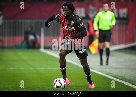 Nice, France, France. 10th Feb, 2023. Jordan LOTOMBA of Nice during the Ligue 1 match between OGC Nice and AC Ajaccio at Allianz Riviera Stadium on February 10, 2023 in Nice, France. (Credit Image: © Matthieu Mirville/ZUMA Press Wire) EDITORIAL USAGE ONLY! Not for Commercial USAGE! Credit: ZUMA Press, Inc./Alamy Live News Stock Photo