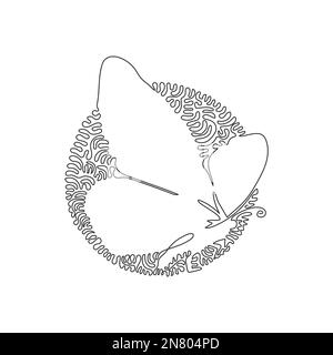 Continuous one curve line drawing of funny butterfly abstract art in circle. Single line editable stroke vector illustration of exotic butterfly Stock Vector