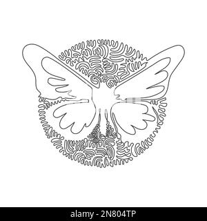 Continuous curve line drawing of butterfly with large wings abstract art. Single line editable stroke vector illustration of cute butterfly Stock Vector