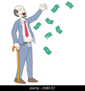 successful old man was wasting money Stock Vector